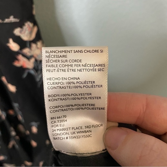 Urban Outfitters Kimchi Blue Black Floral Mini Dress Size M - Picture 5 of 6